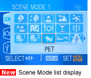 New Scene Mode list display